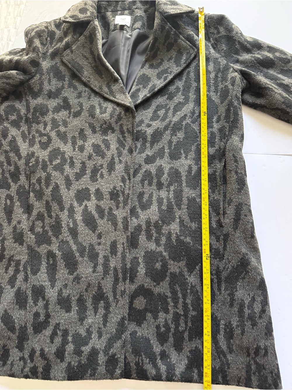 Rafaella NWT Leopard Print Coat Charcoal Black Animal Print Overcoat Sz L - Picture 8 of 9